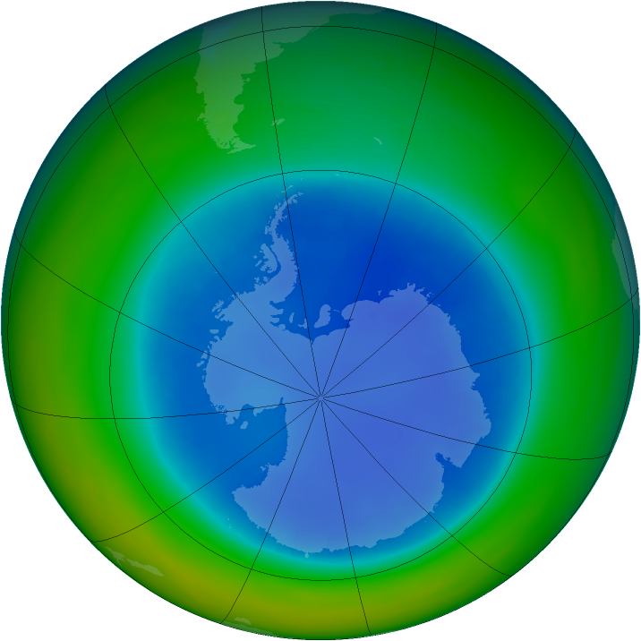 Antarctic ozone map for August 2001